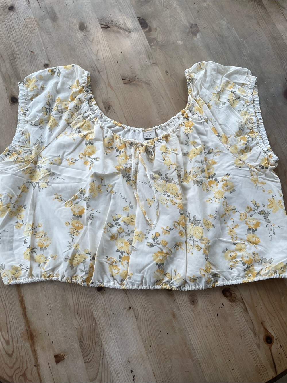 NWT a new day Yellow Floral Boho Peasant Top 4X Cottage  Puff Sleeve Plus Size